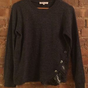 Slate gray sweater with metallic detail